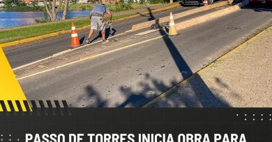 Prefeitura de Passo de Torres inicia obra para impedir passagem de veículos pesados na ponte de concreto